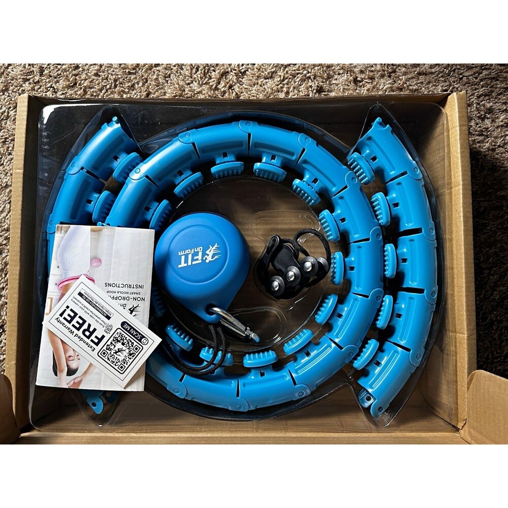 FIT ON FORM Smart Weighted Hula Hoop 47” 24 Links Blue Adjustable Fitness